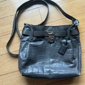 Grey Croc Embossed Michael Kors Shoulder Bag